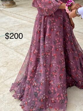 Floral Mauve A-Line Wedding Dress - Women Dresses Wedding